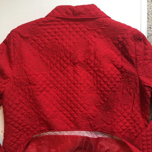R.Q.T. Red Quilted Embroidered Zip Up Jacket, Sz XL - Picture 9 of 9